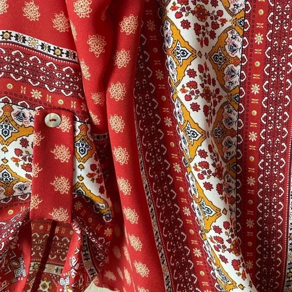 WEST KEI | Talia Tie Front Medallion Floral Print Blouse Size XSP - Picture 7 of 10